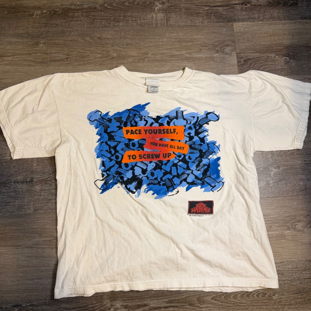 Vintage 1994 Home Improvement TV Show Promo Shirt Stanley Desantis XL Cream